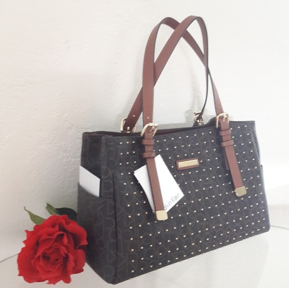 NWT CALVIN KLEIN LOGO SATCHEL HANDBAG PURSE - Picture 2 of 8